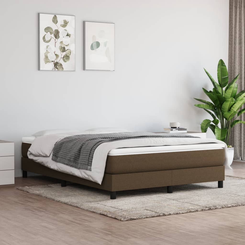 Boxspring met matras stof donkerbruin 140x190 cm – afbeelding 1