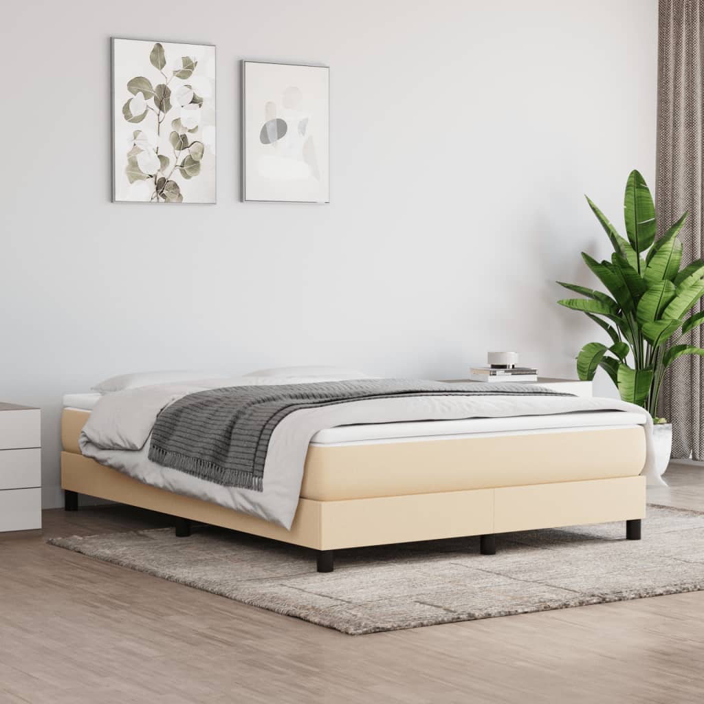 Boxspring met matras stof crèmekleurig 140x190 cm – afbeelding 1