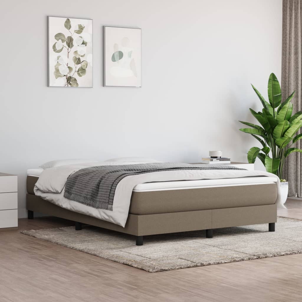 Boxspring met matras stof taupe 140x200 cm – afbeelding 1