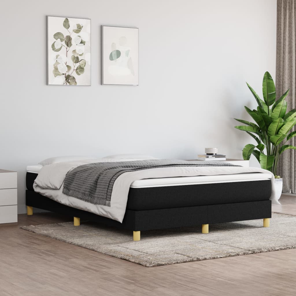 Boxspring met matras stof zwart 140x190 cm – afbeelding 1