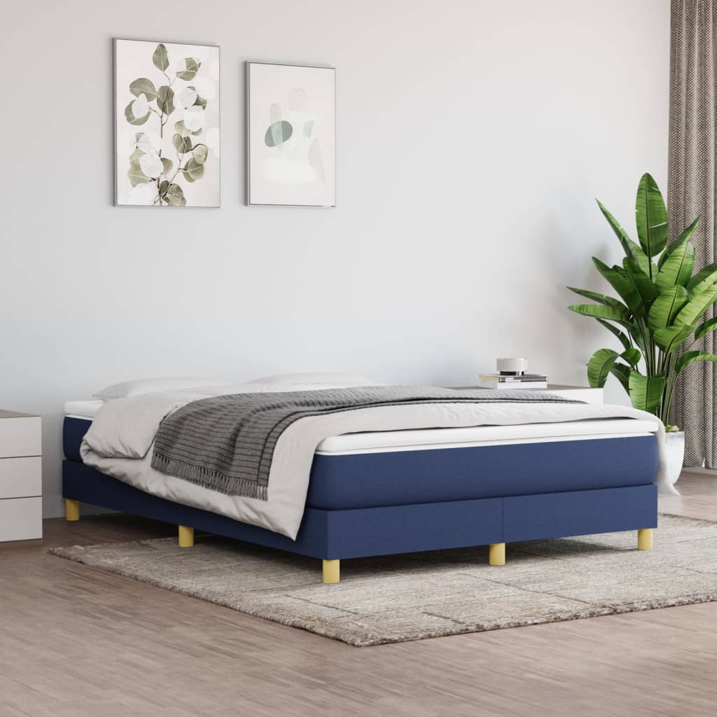 Boxspring met matras stof blauw 140x190 cm – afbeelding 1