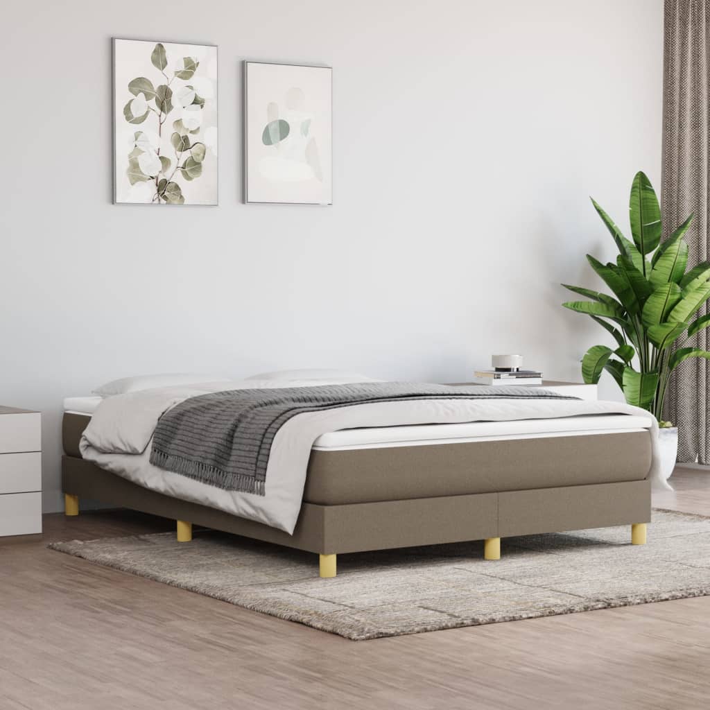 Boxspring met matras stof taupe 140x200 cm – afbeelding 1