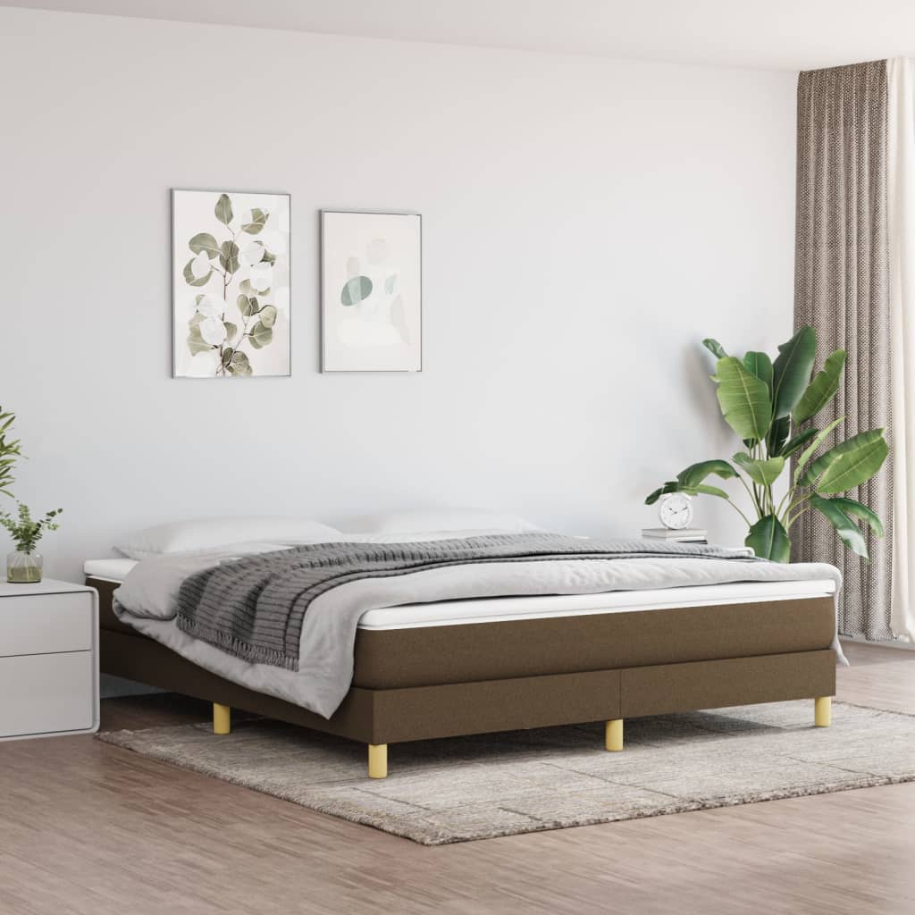 Boxspring met matras stof donkerbruin 180x200 cm – afbeelding 1