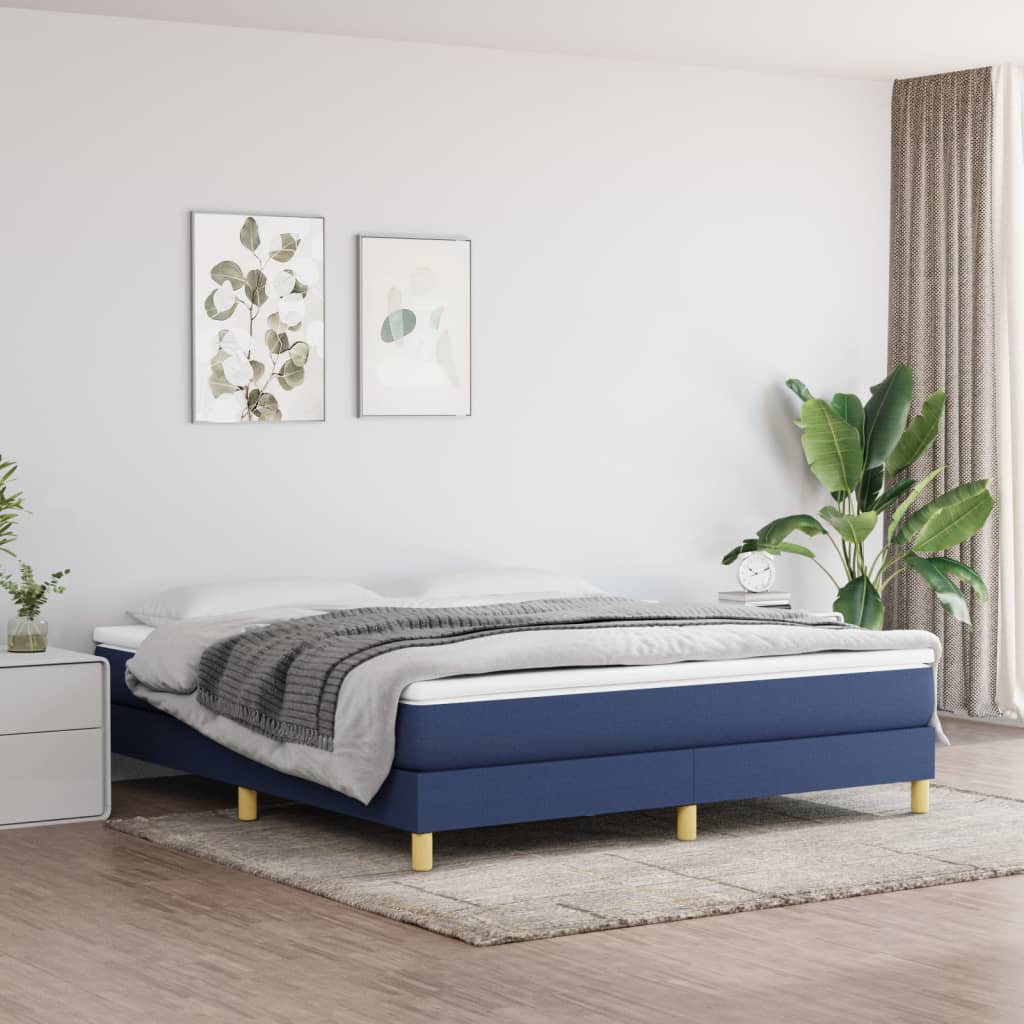Boxspring met matras stof blauw 180x200 cm – afbeelding 1