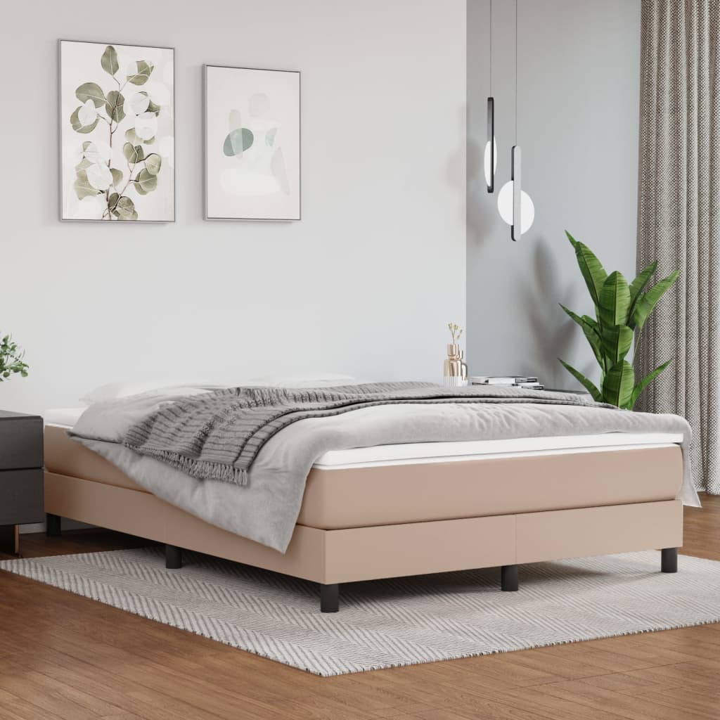 Boxspring met matras kunstleer cappuccinokleurig 140x200 cm – afbeelding 1