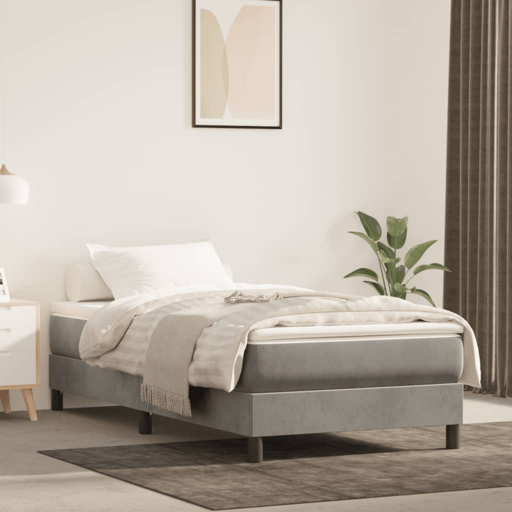 Boxspring met matras fluweel lichtgrijs 100x200 cm