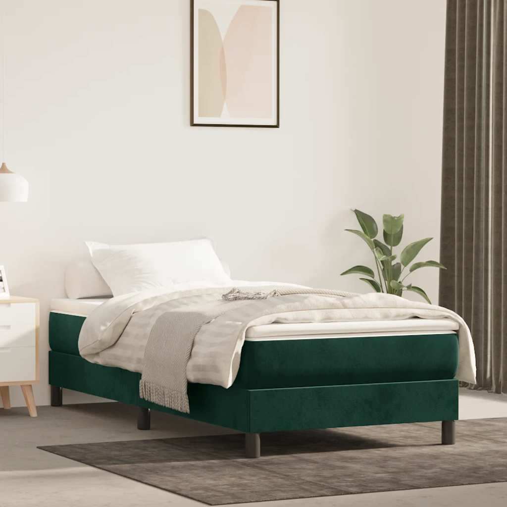 Boxspring met matras fluweel donkergroen 120x200 cm – afbeelding 1