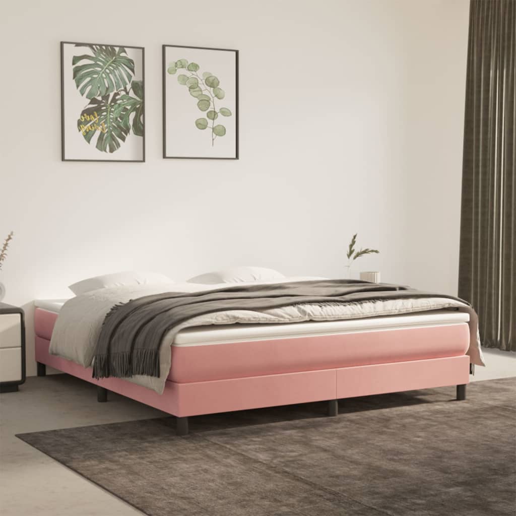 Boxspring met matras fluweel roze 180x200 cm – afbeelding 1