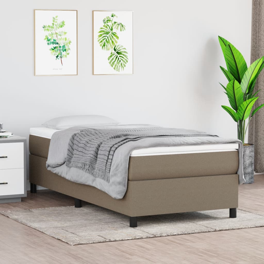 Boxspring met matras stof taupe 80x200 cm – afbeelding 1