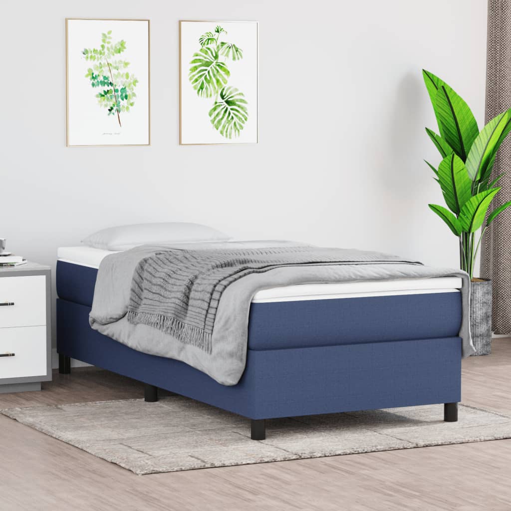 Boxspring met matras stof blauw 80x200 cm – afbeelding 1