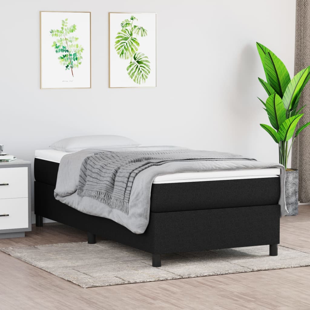 Boxspring met matras stof zwart 90x190 cm – afbeelding 1