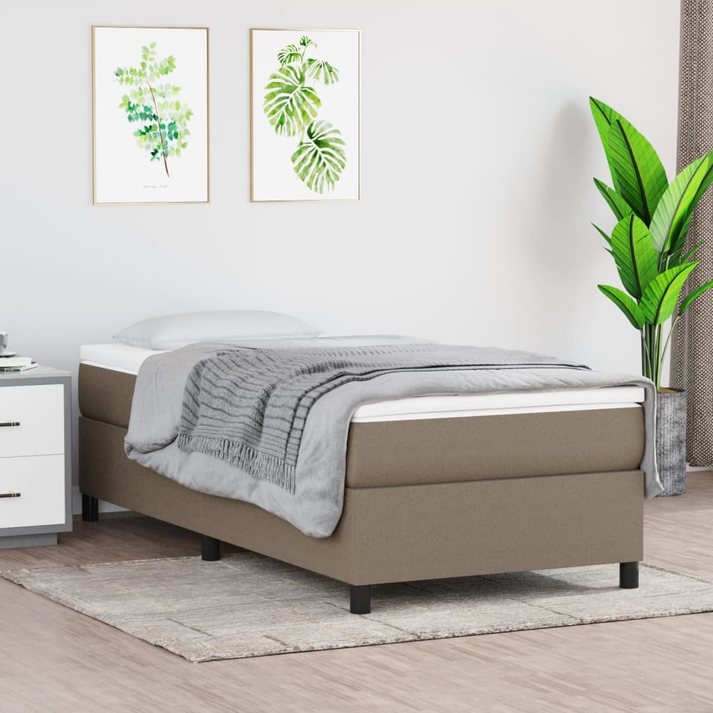 Boxspring met matras stof taupe 100x200 cm – afbeelding 1
