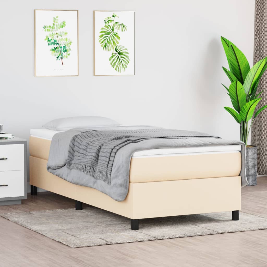 Boxspring met matras stof crèmekleurig 100x200 cm – afbeelding 1