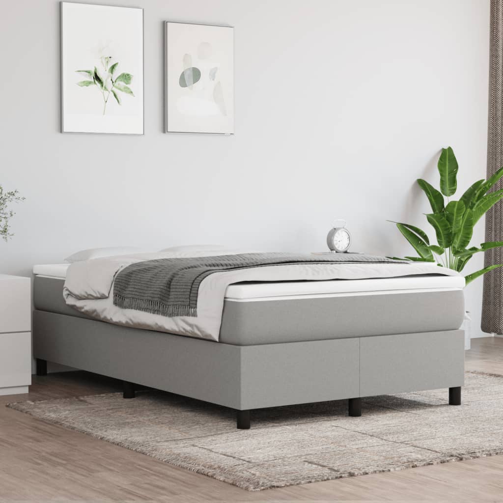 Boxspring met matras stof lichtgrijs 120x200 cm – afbeelding 1