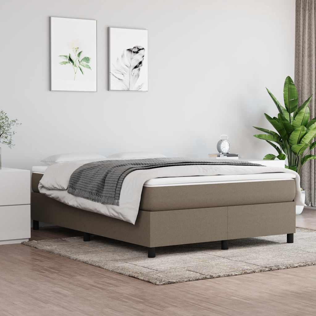 Boxspring met matras stof taupe 140x190 cm – afbeelding 1