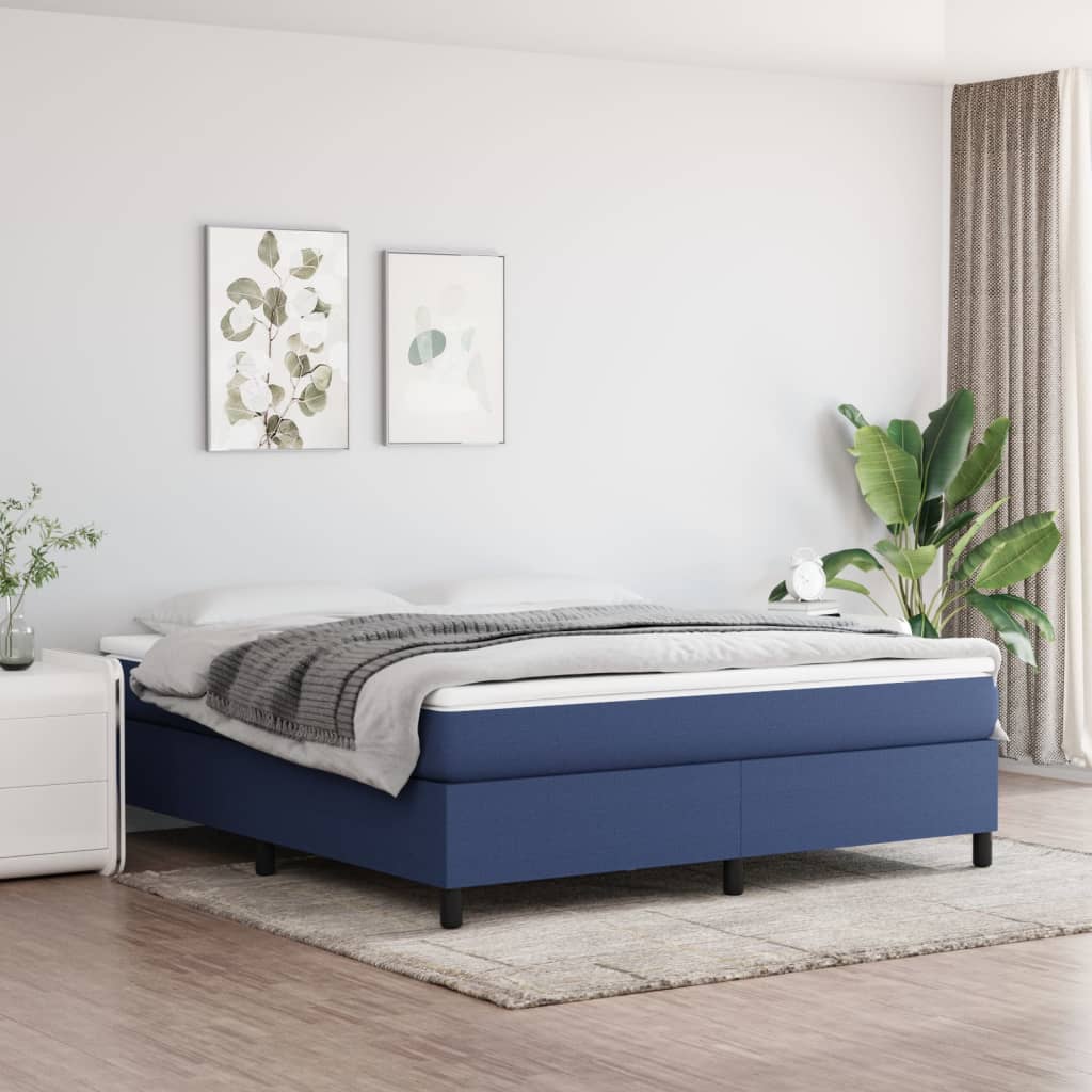 Boxspring met matras stof blauw 160x200 cm – afbeelding 1