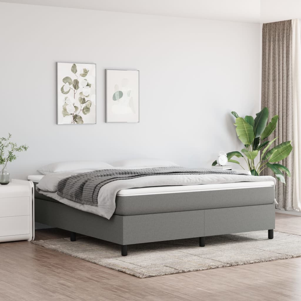 Boxspring met matras stof donkergrijs 180x200 cm – afbeelding 1
