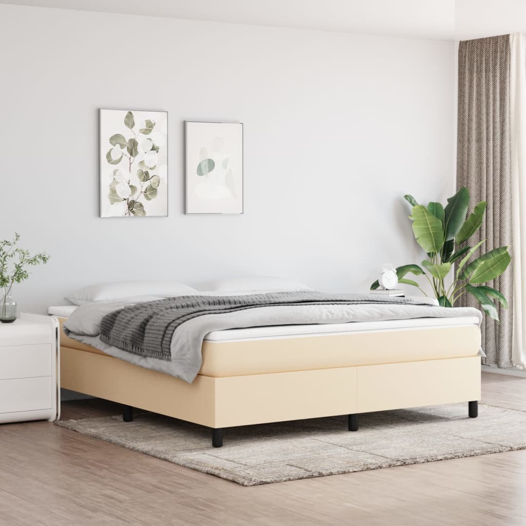 Boxspring met matras stof crèmekleurig 180x200 cm – afbeelding 1