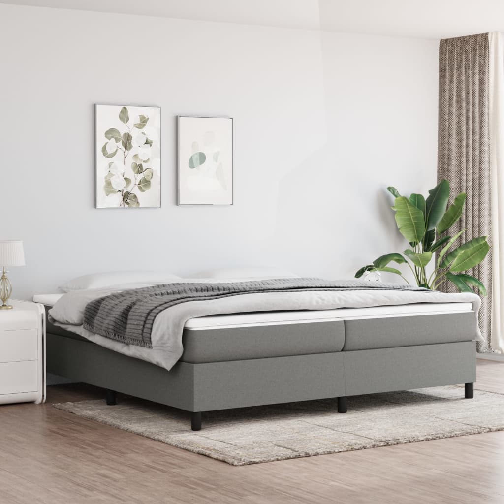 Boxspring met matras stof donkergrijs 200x200 cm – afbeelding 1