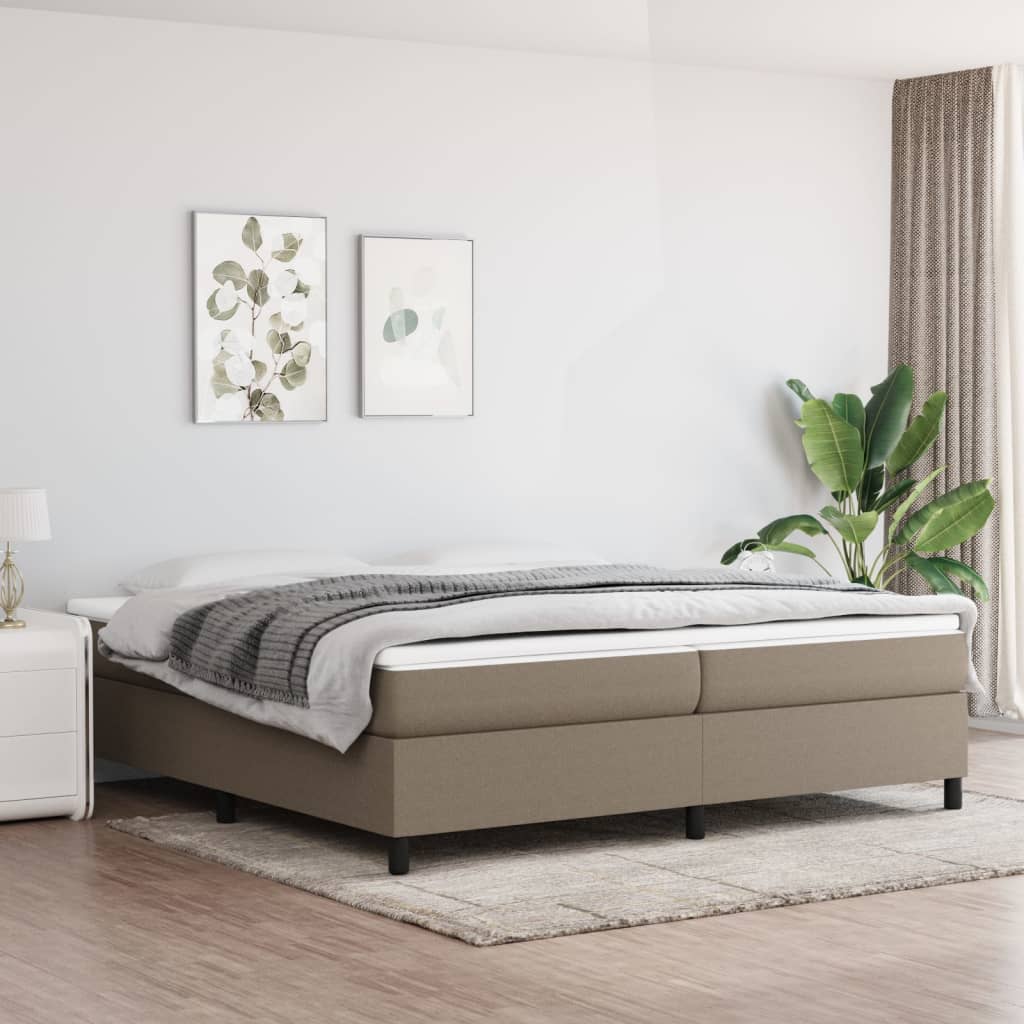 Boxspring met matras stof taupe 200x200 cm – afbeelding 1