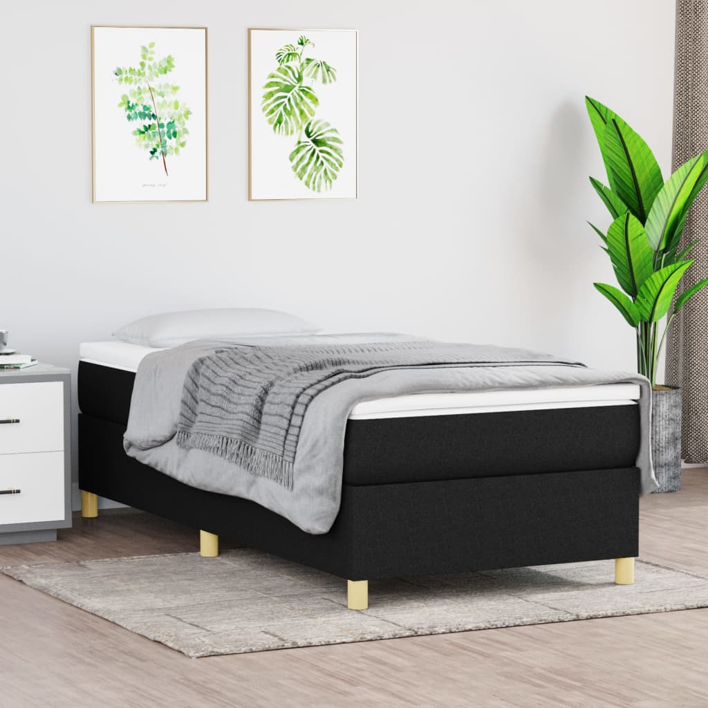 Boxspring met matras stof zwart 90x190 cm – afbeelding 1