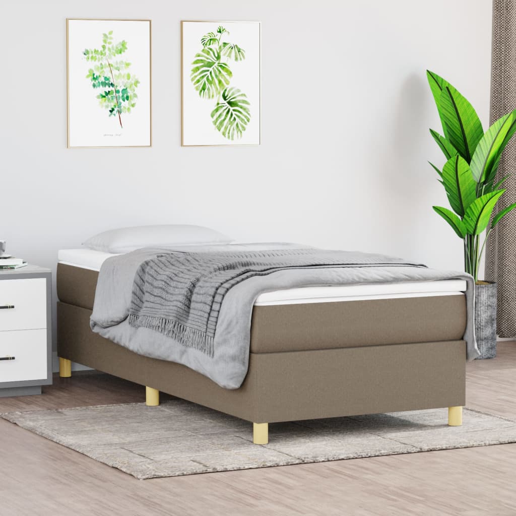 Boxspring met matras stof taupe 90x190 cm – afbeelding 1