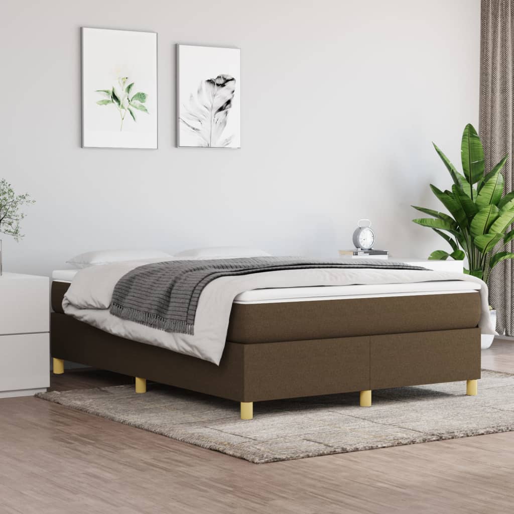 Boxspring met matras stof donkerbruin 140x200 cm – afbeelding 1