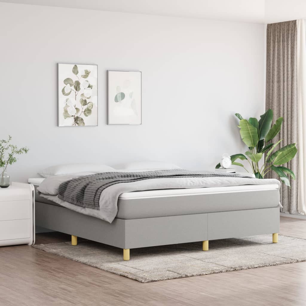 Boxspring met matras stof lichtgrijs 160x200 cm – afbeelding 1