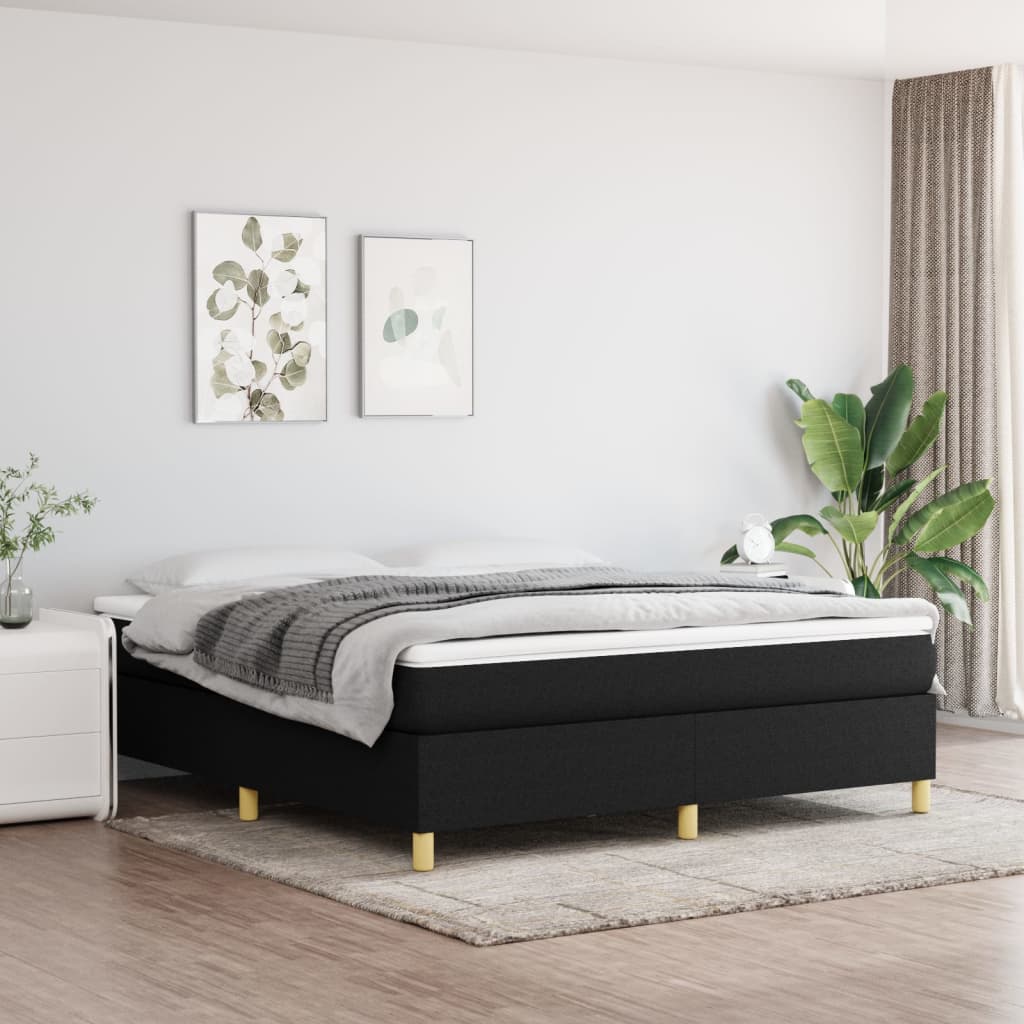 Boxspring met matras stof zwart 180x200 cm – afbeelding 1