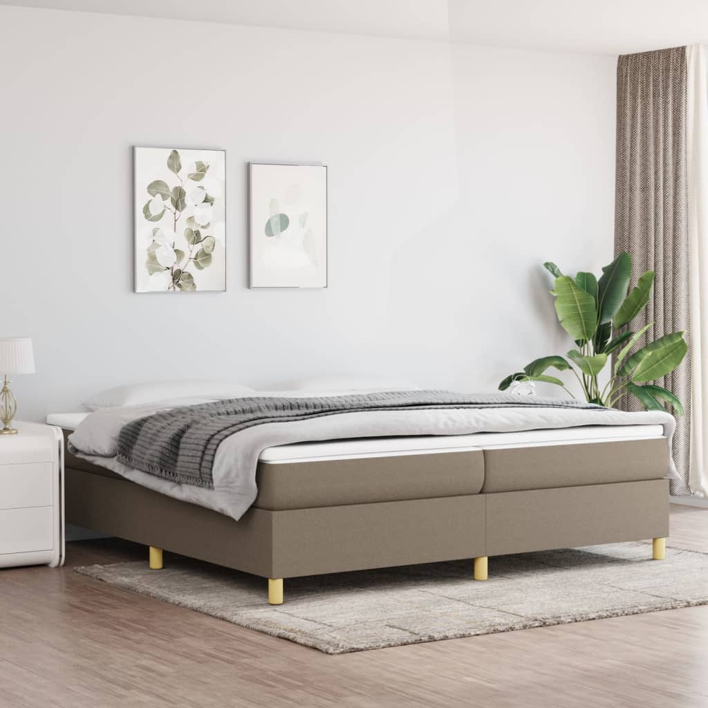 Boxspring met matras stof taupe 200x200 cm – afbeelding 1
