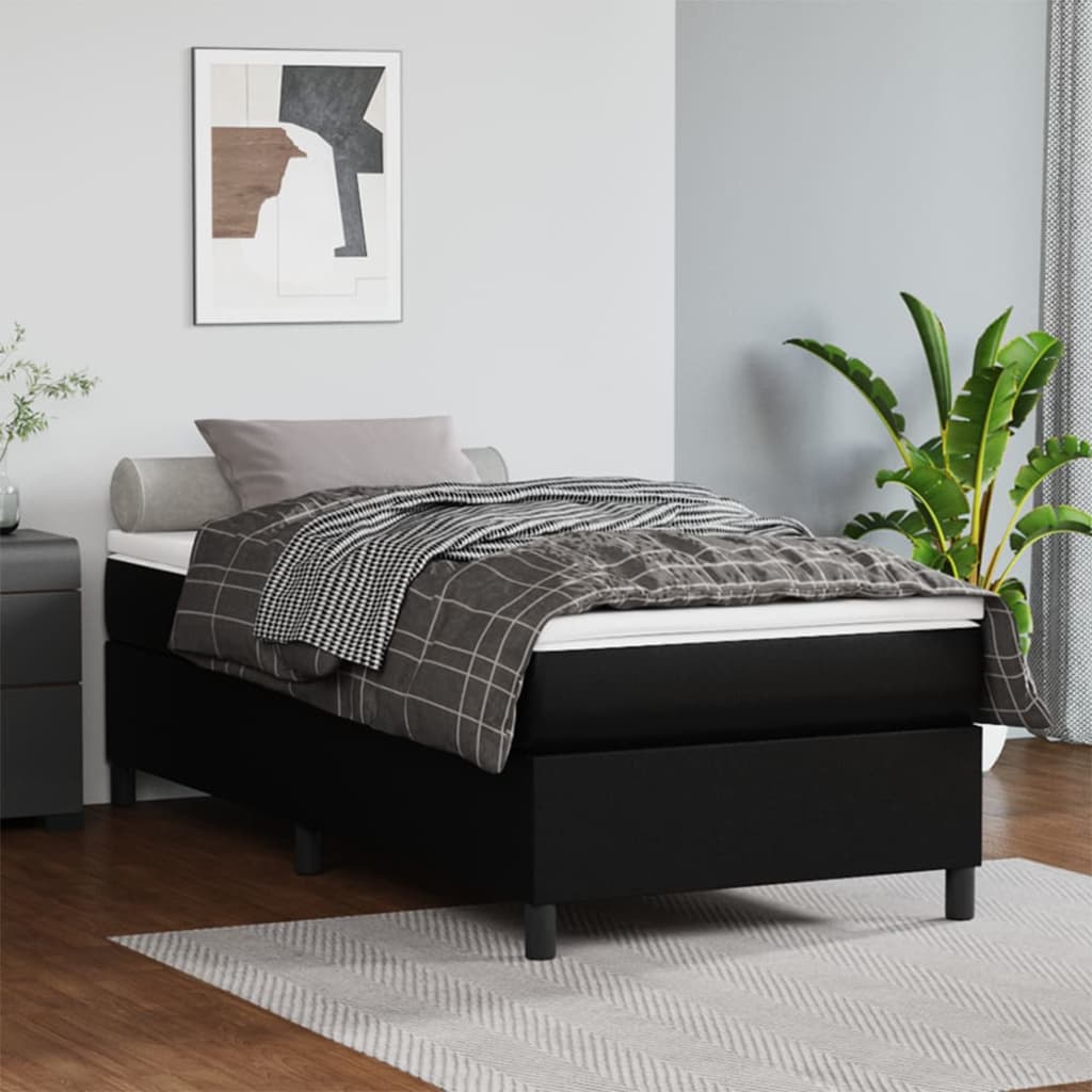Boxspring met matras kunstleer zwart 80x200 cm – afbeelding 1