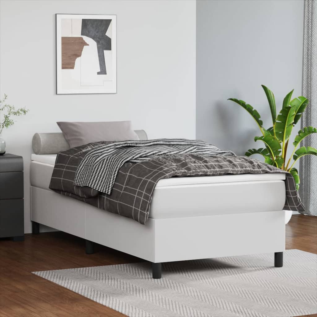 Boxspring met matras kunstleer wit 80x200 cm
