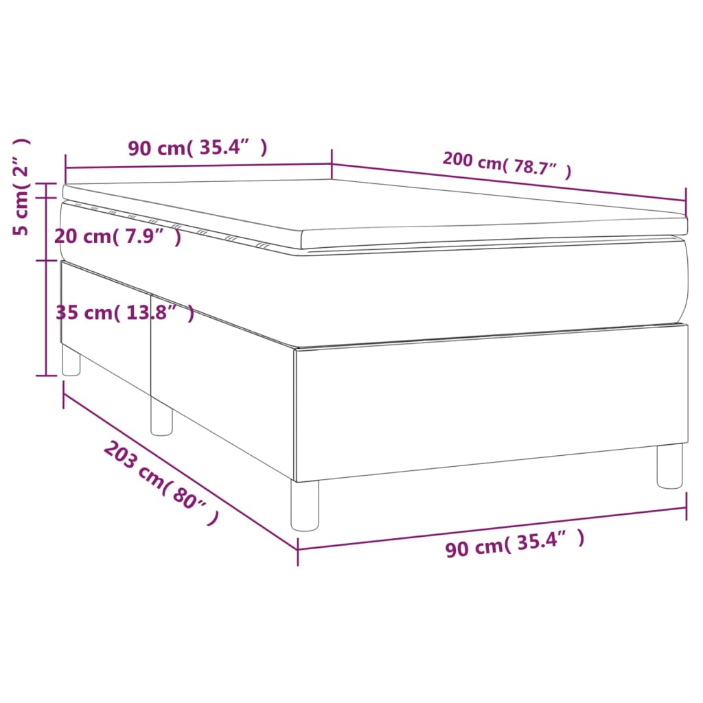 Boxspring met matras kunstleer grijs 90x200 cm – afbeelding 10