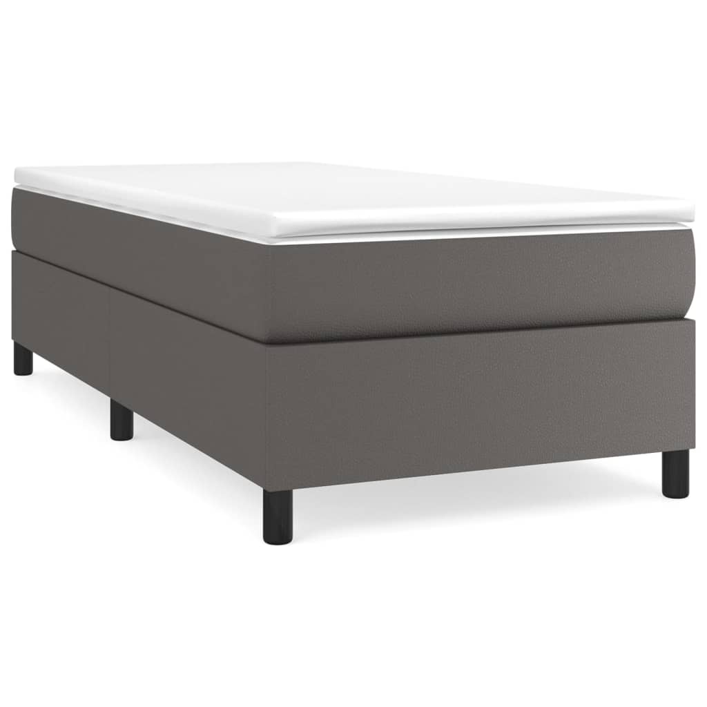 Boxspring met matras kunstleer grijs 90x200 cm – afbeelding 2