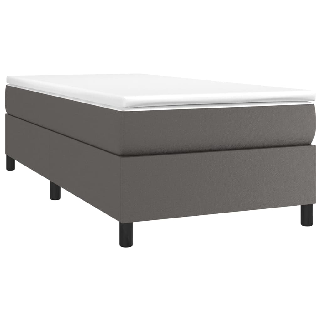 Boxspring met matras kunstleer grijs 90x200 cm – afbeelding 3