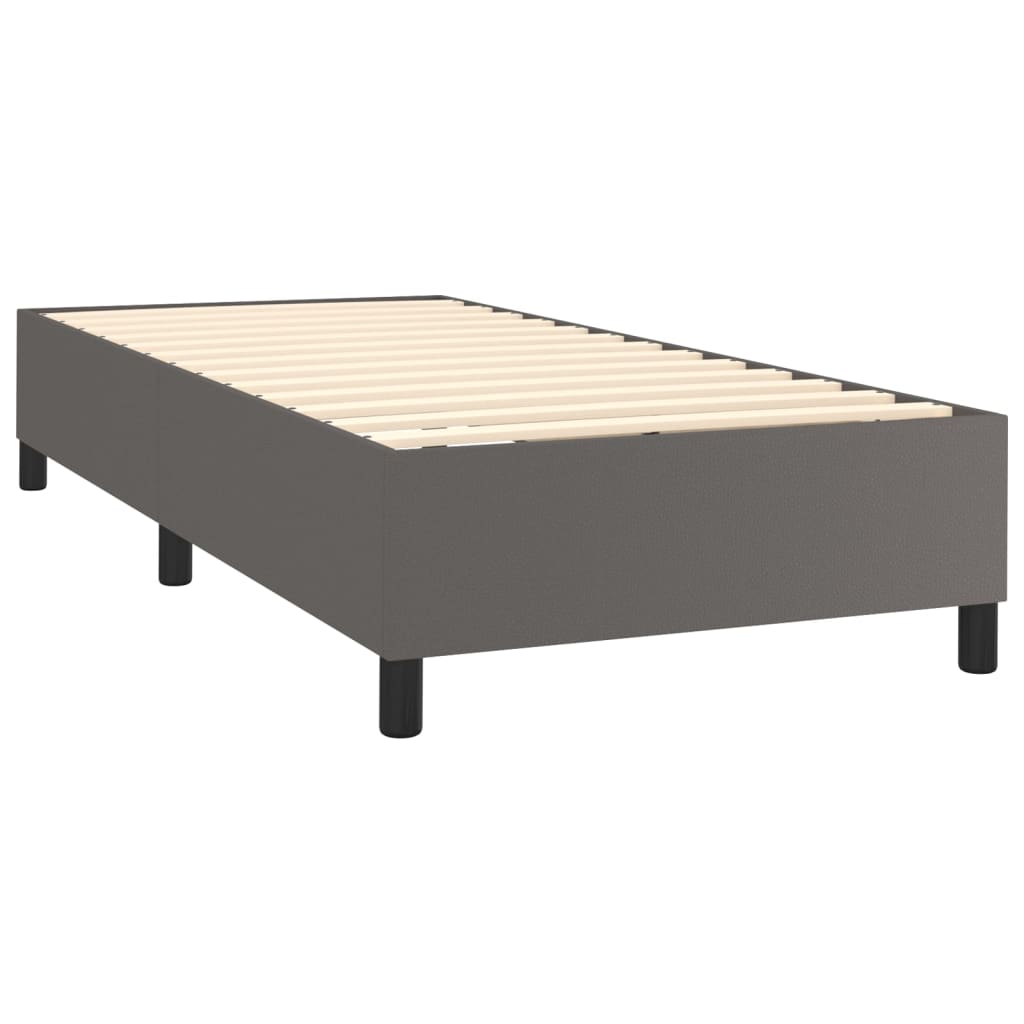 Boxspring met matras kunstleer grijs 90x200 cm – afbeelding 4