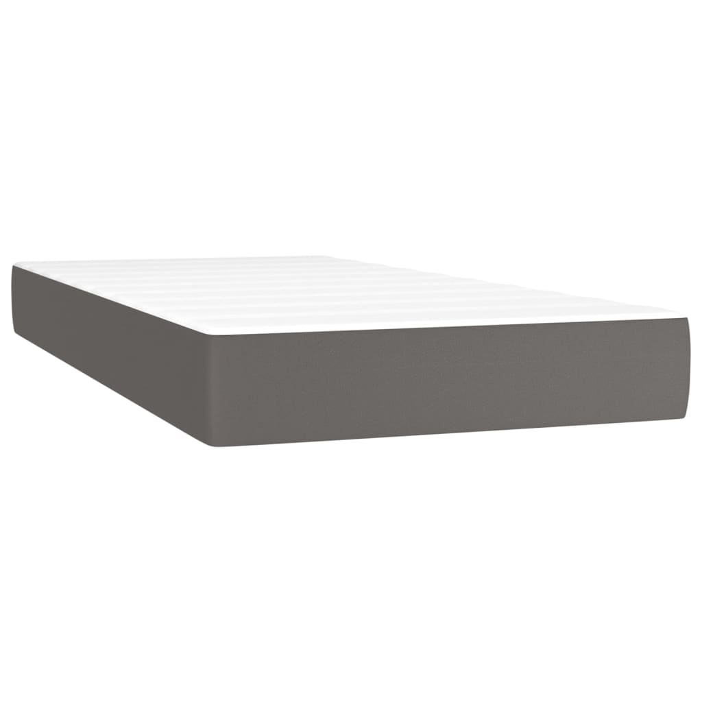 Boxspring met matras kunstleer grijs 90x200 cm – afbeelding 5