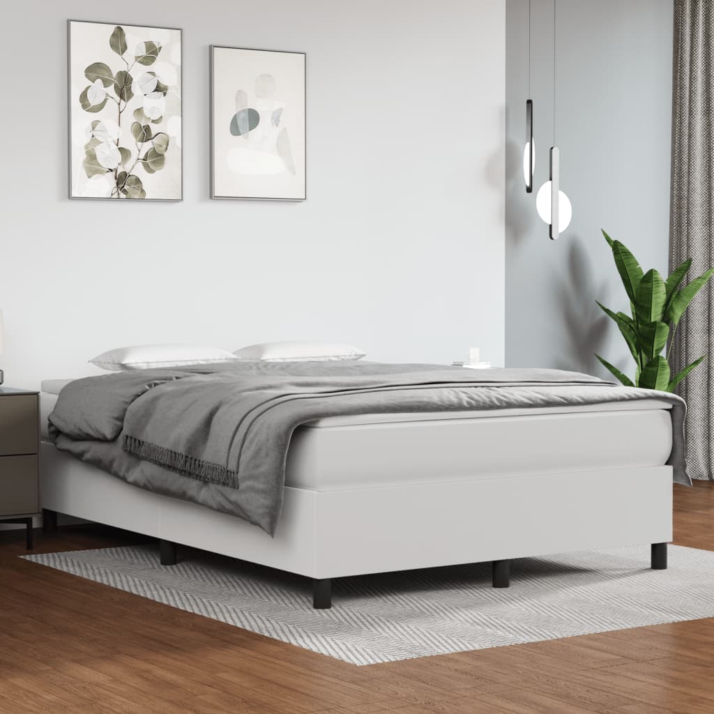 Boxspring met matras kunstleer wit 140x190 cm – afbeelding 1