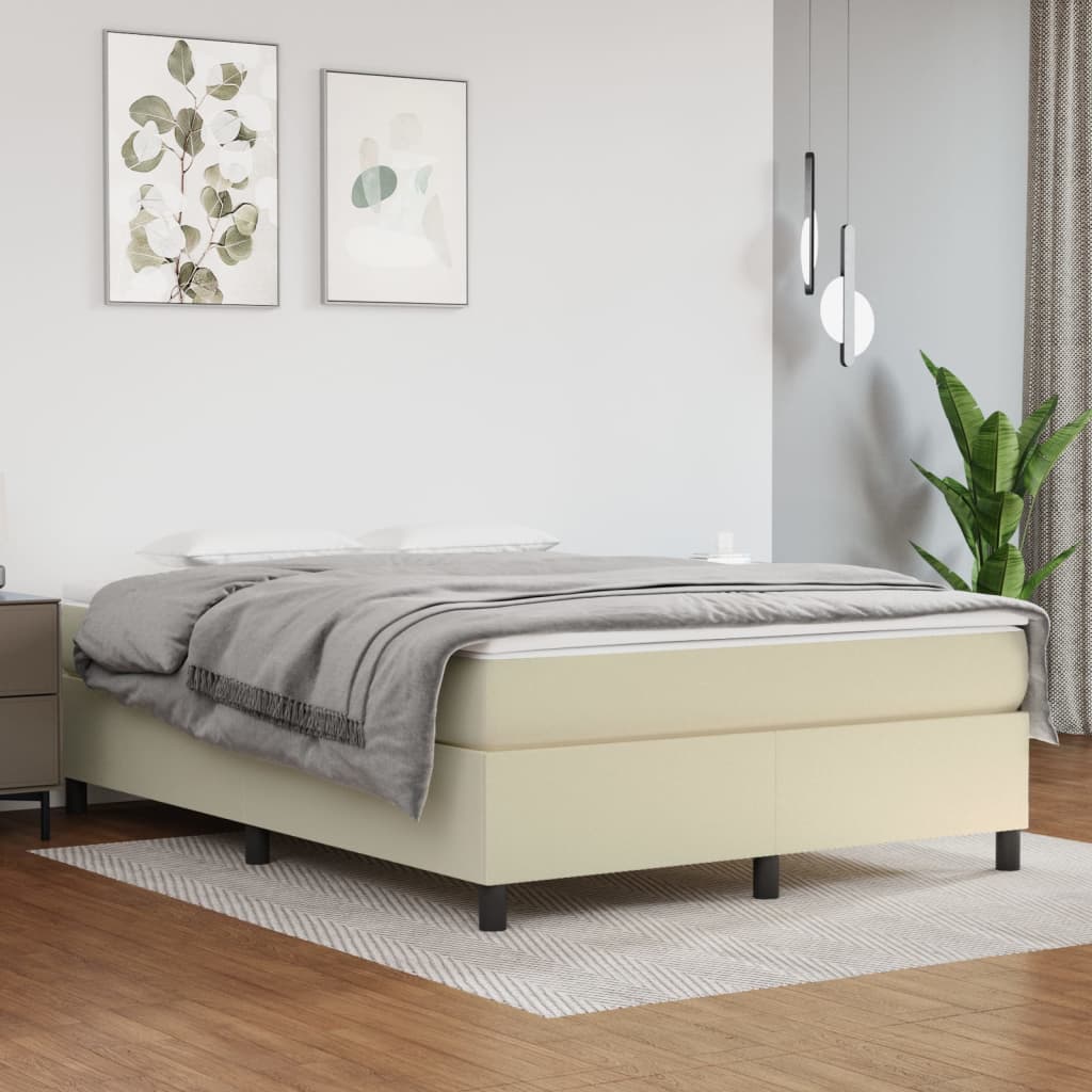Boxspring met matras kunstleer crèmekleurig 140x190 cm – afbeelding 1
