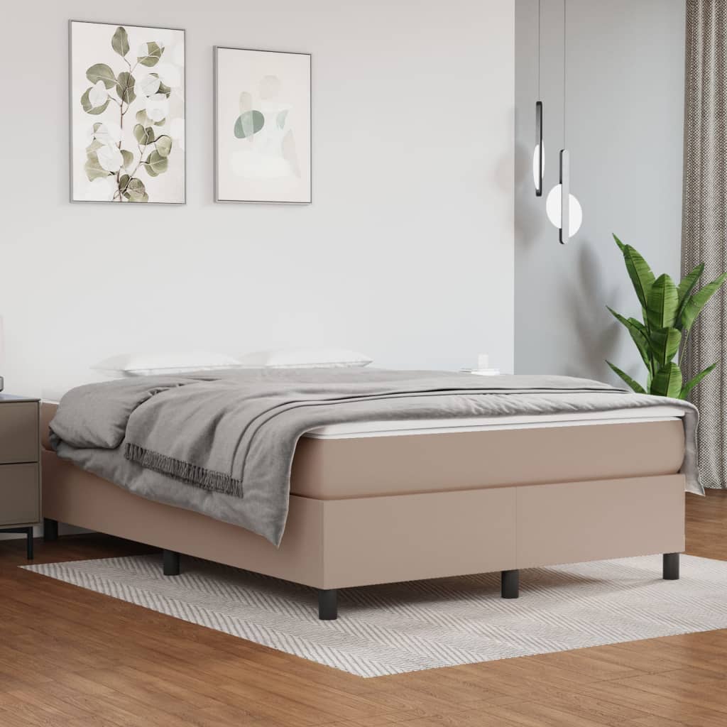 Boxspring met matras kunstleer cappuccinokleurig 140x200 cm – afbeelding 1