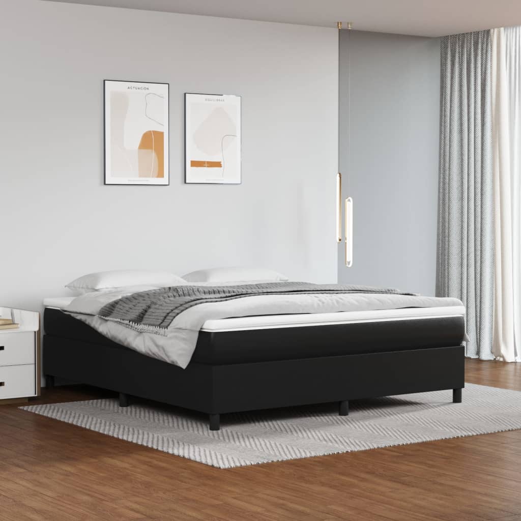Boxspring met matras kunstleer zwart 180x200 cm – afbeelding 1