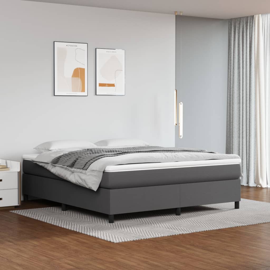 Boxspring met matras kunstleer grijs 180x200 cm – afbeelding 1