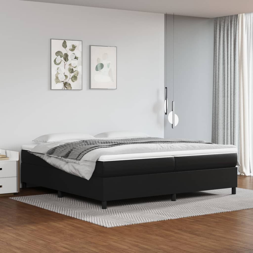 Boxspring met matras kunstleer zwart 200x200 cm – afbeelding 1