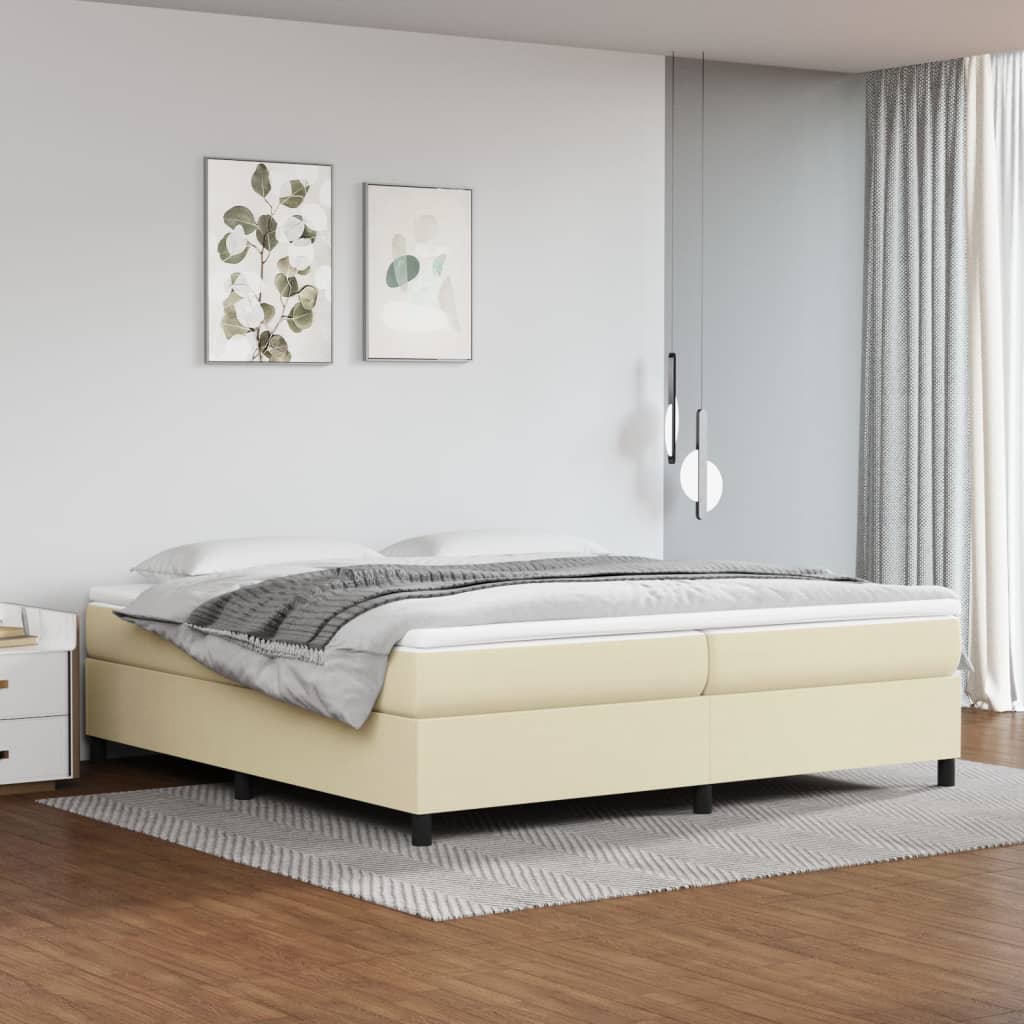 Boxspring met matras kunstleer crèmekleurig 200x200 cm – afbeelding 1