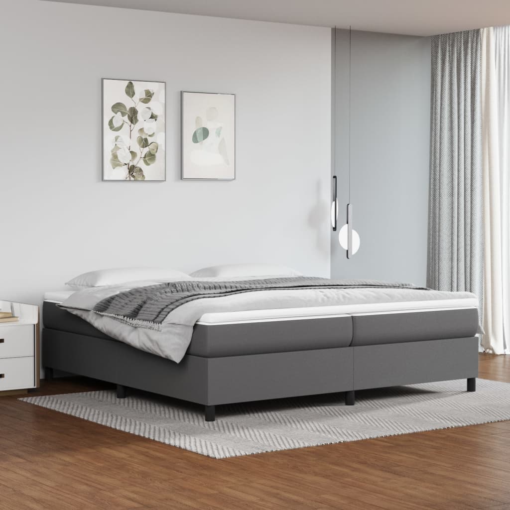 Boxspring met matras kunstleer grijs 200x200 cm – afbeelding 1