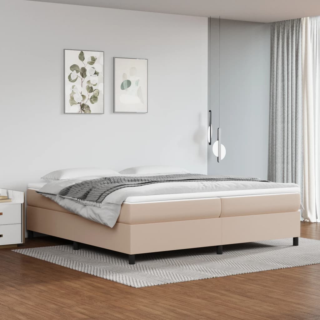 Boxspring met matras kunstleer cappuccinokleurig 200x200 cm – afbeelding 1