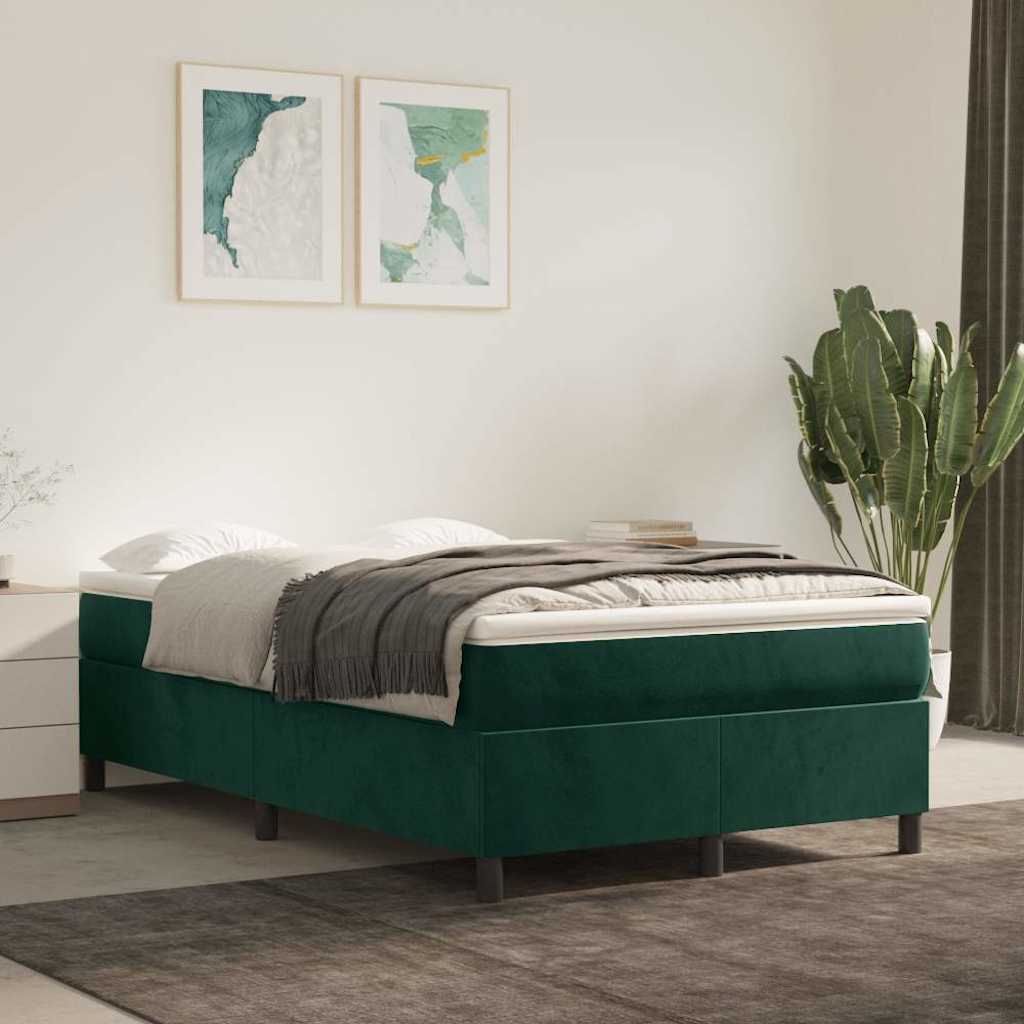 Boxspring met matras fluweel donkergroen 120x200 cm – afbeelding 1