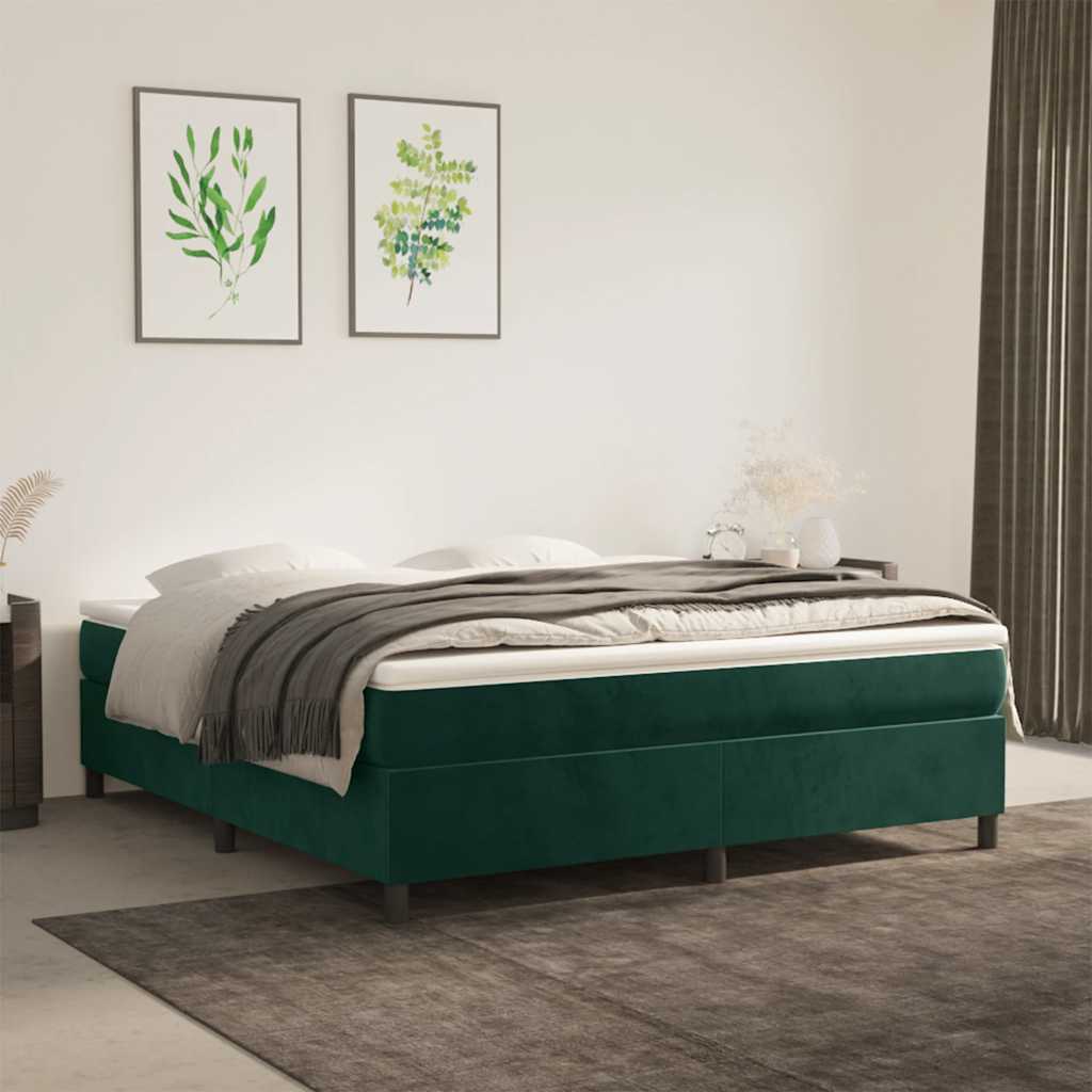 Boxspring met matras fluweel donkergroen 180x200 cm