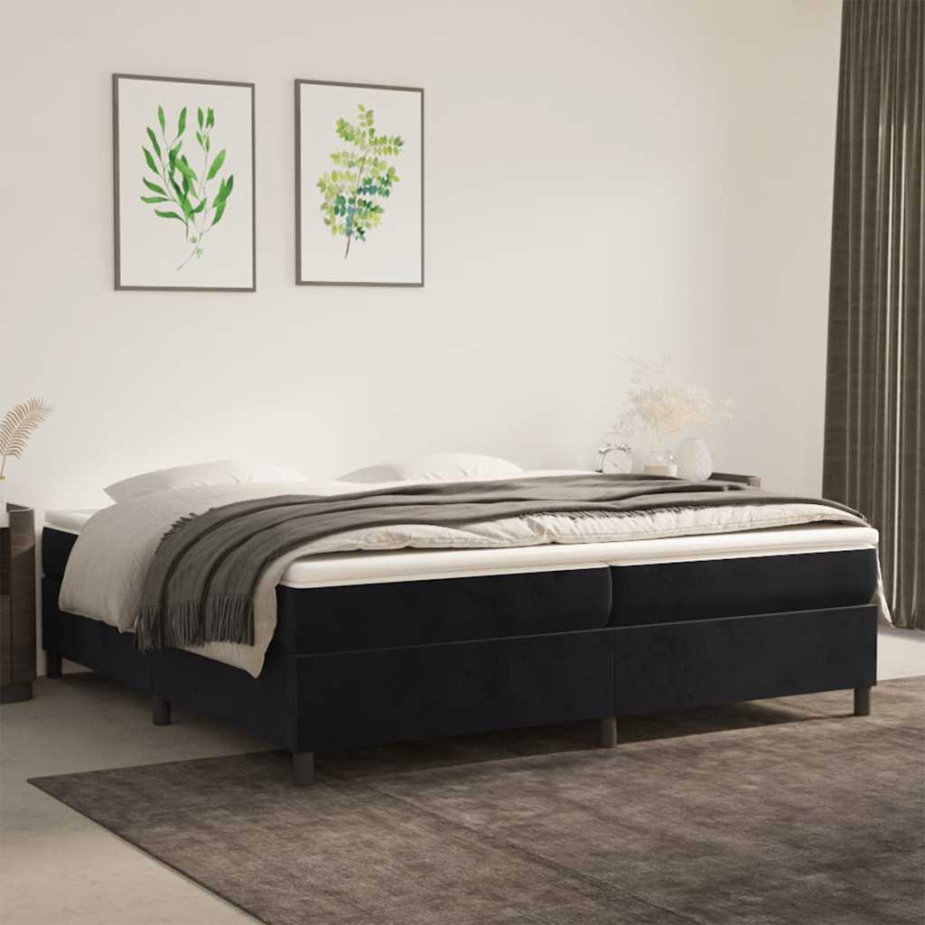 Boxspring met matras fluweel zwart 200x200 cm – afbeelding 1