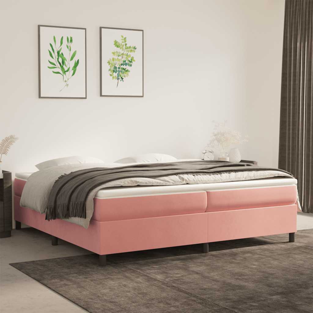 Boxspring met matras fluweel roze 200x200 cm – afbeelding 1